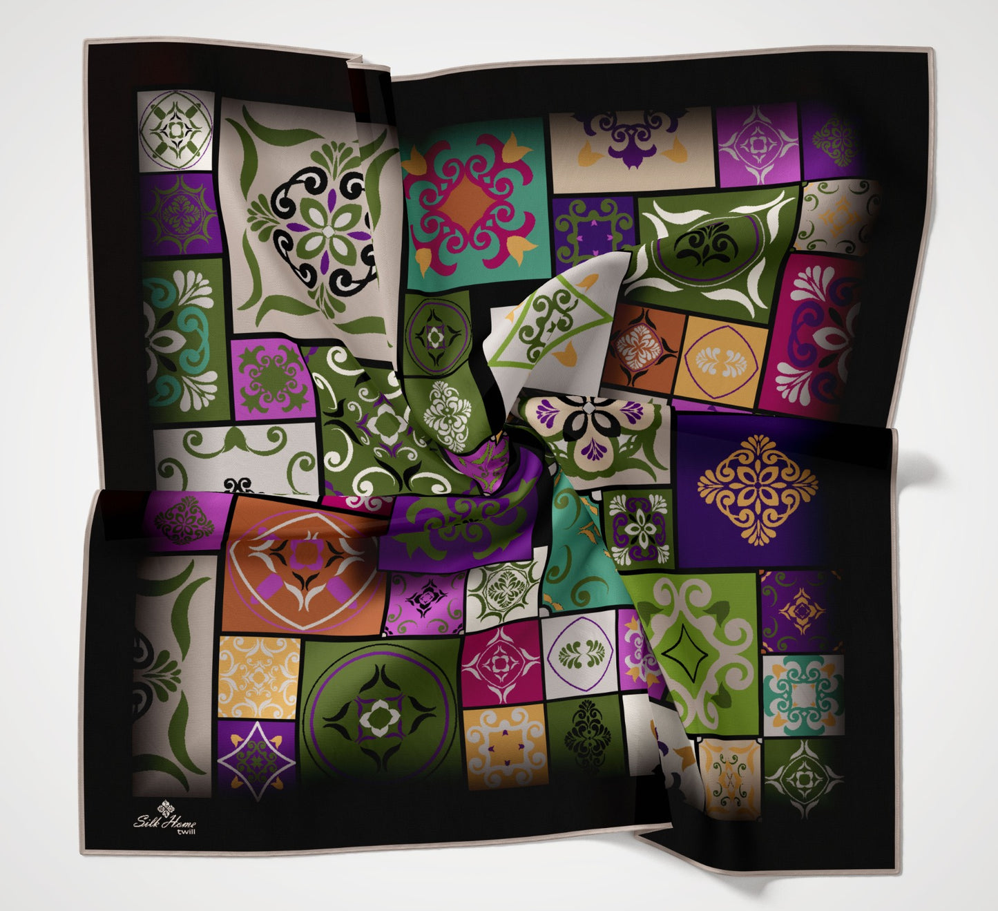 Silk Home Twill Eşarp Geometrik Desen
