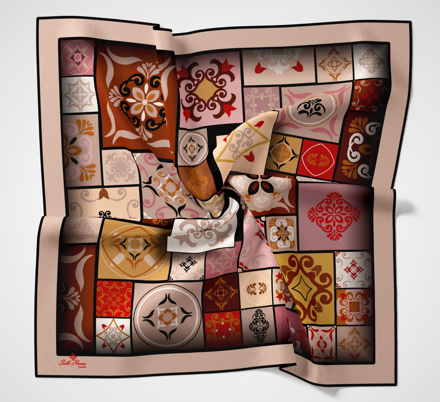 Silk Home Twill Eşarp Geometrik Desen