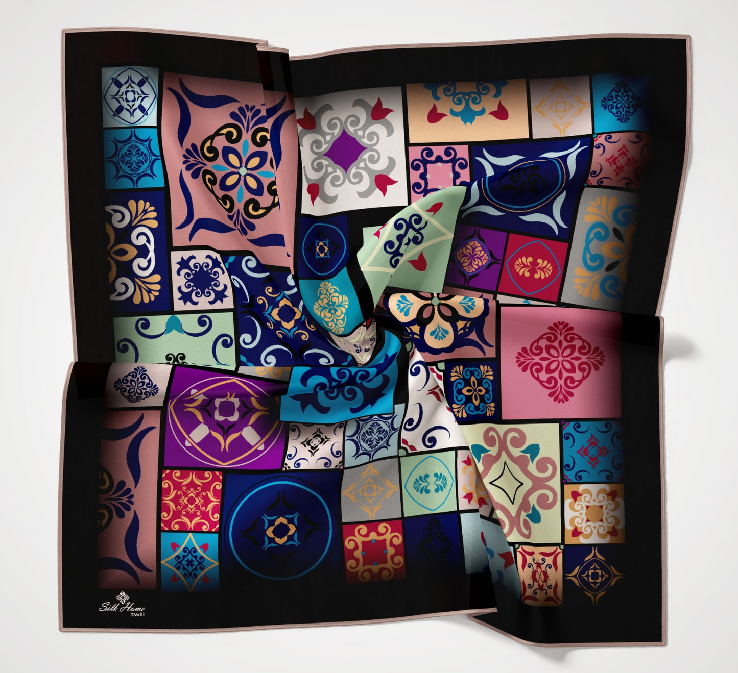 Silk Home Twill Eşarp Geometrik Desen