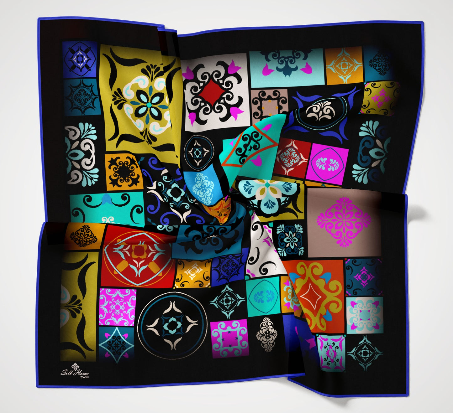 Silk Home Twill Eşarp Geometrik Desen