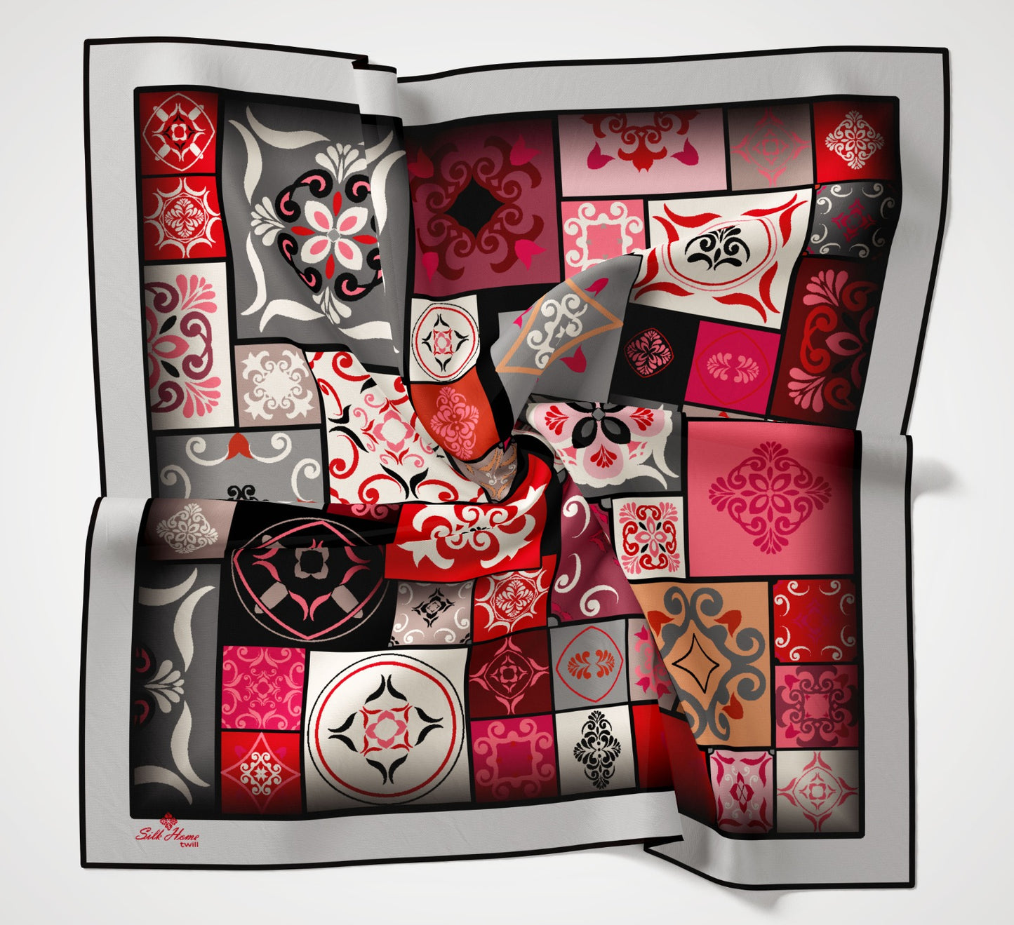 Silk Home Twill Eşarp Geometrik Desen