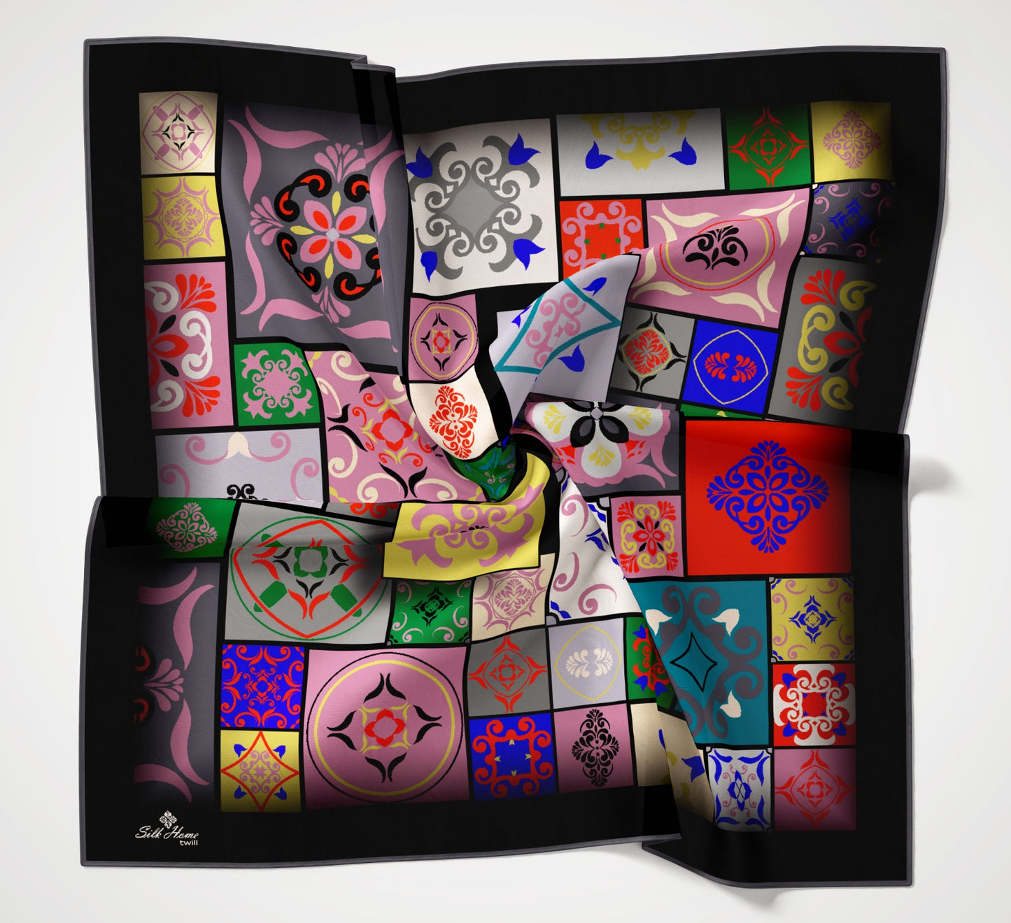 Silk Home Twill Eşarp Geometrik Desen