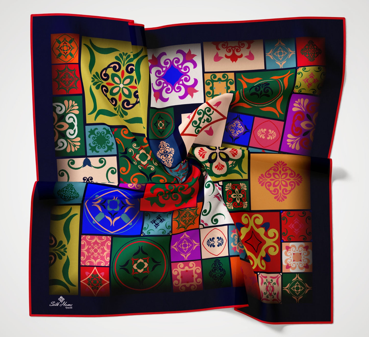 Silk Home Twill Eşarp Geometrik Desen