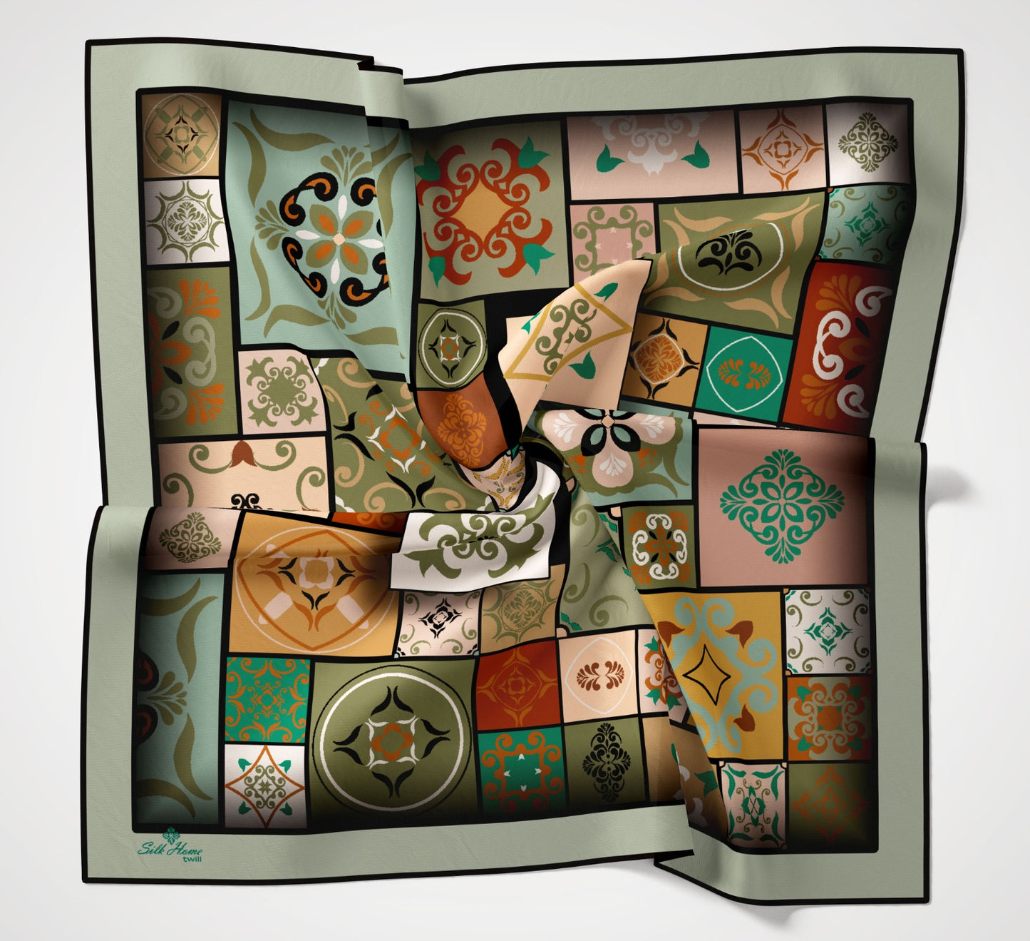 Silk Home Twill Eşarp Geometrik Desen