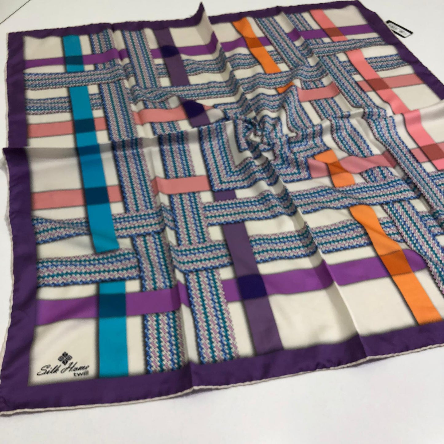 Silk Home Twill Eşarp Geo Çizgi Desen