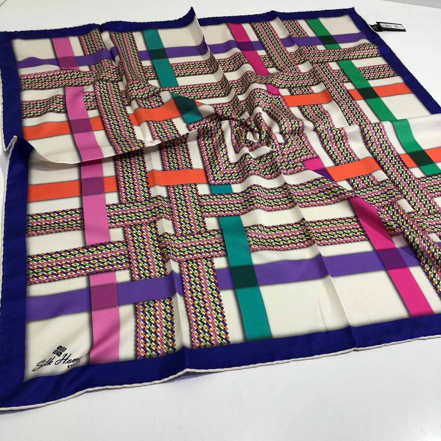 Silk Home Twill Eşarp Geo Çizgi Desen