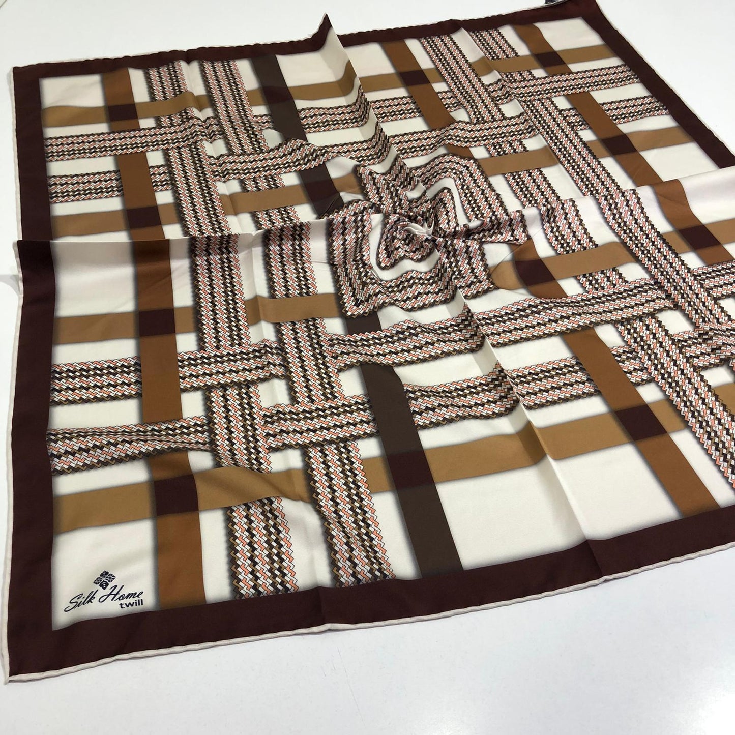 Silk Home Twill Eşarp Geo Çizgi Desen