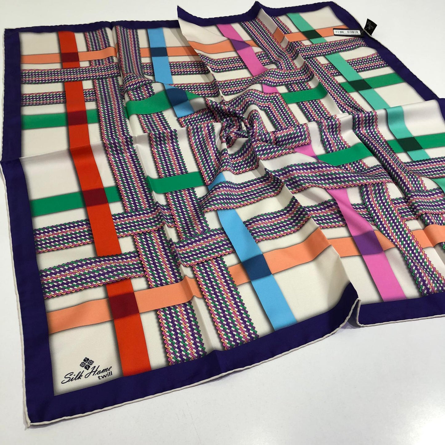Silk Home Twill Eşarp Geo Çizgi Desen
