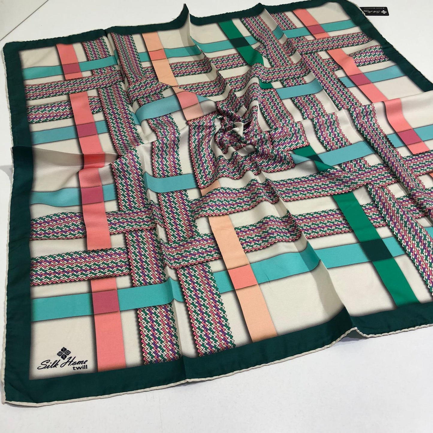 Silk Home Twill Eşarp Geo Çizgi Desen