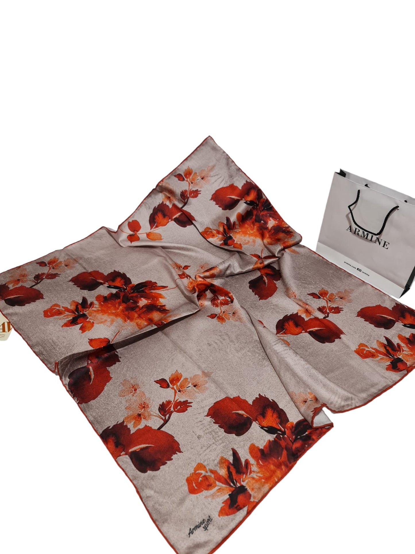 Armine Sport Twill Eşarp Gül Desen