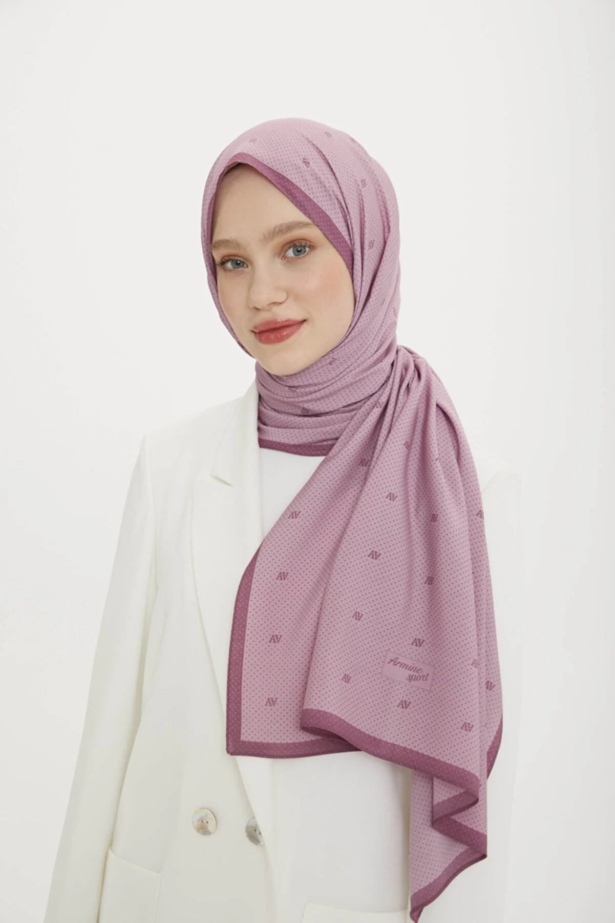 Armine Sport Modal Şal Puan Ve Logo Desenli Pembe