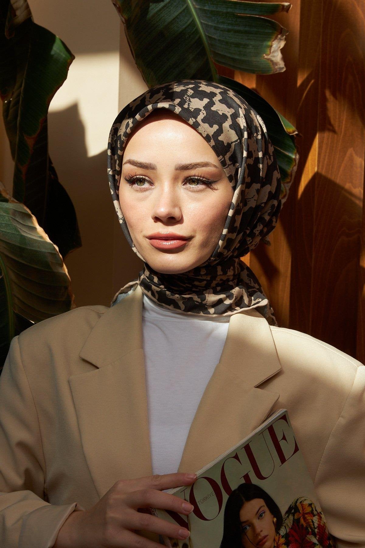 Aura Kazayağı Soft Pamuk Eşarp Vizon