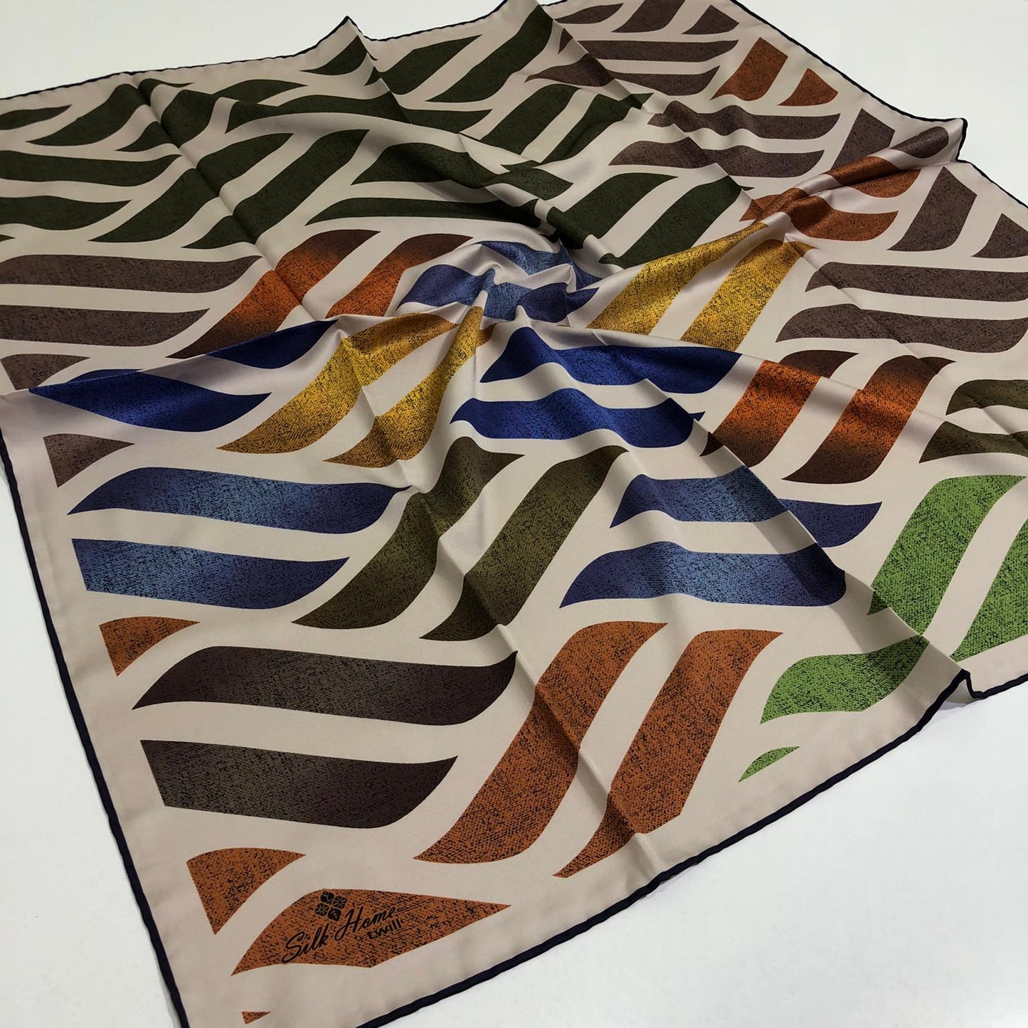 Silkhome Twill Eşarp Dalga Desen Bej