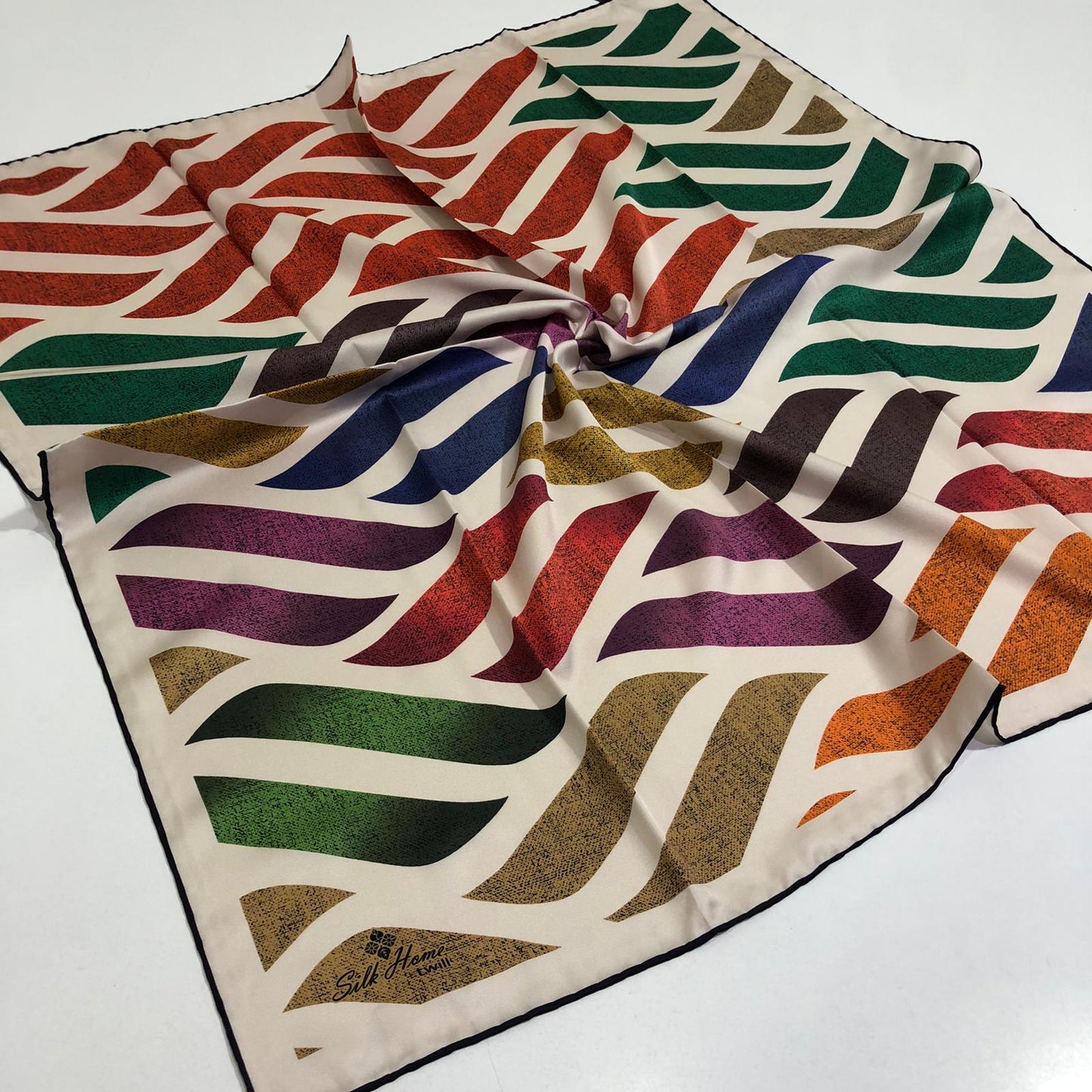 Silkhome Twill Eşarp Dalga Desen Krem