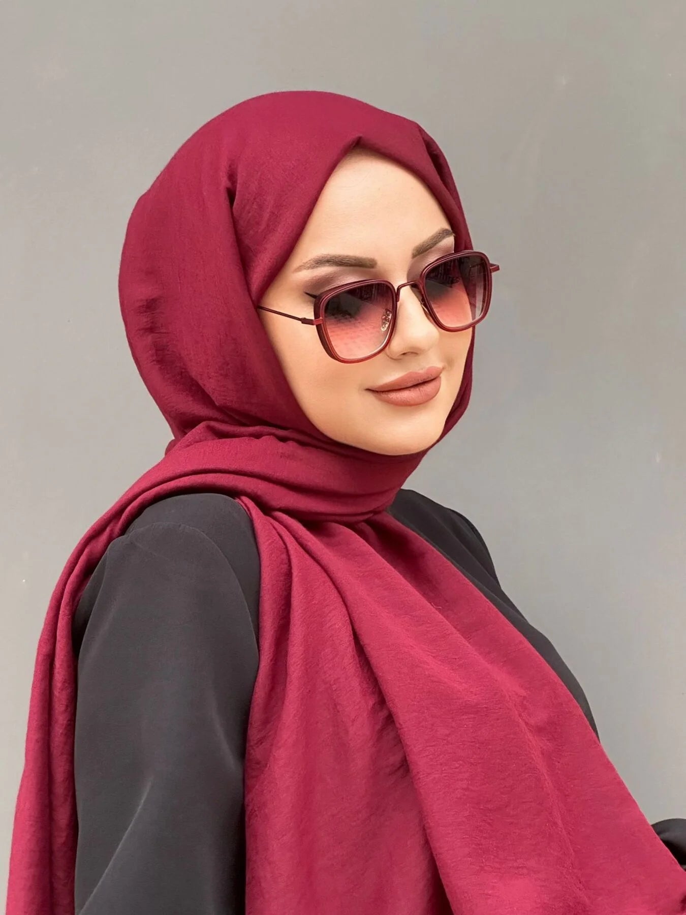 Harem Amor Organik %100 Pamuk Şal Kızılcık