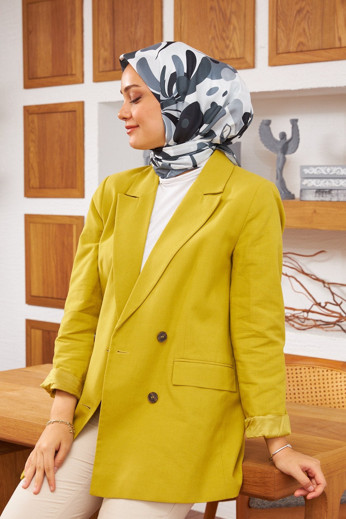 Nature Pearl Soft Eşarp Gri Siyah