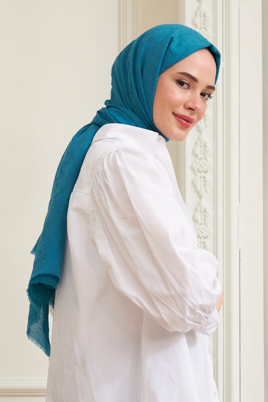 İpekhan Bambu Kraş Şal Turkuaz