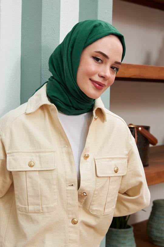 İpekhan Bambu Kraş Şal Çam Yeşili
