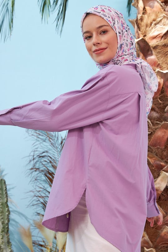 Zambak Hayal Pembe Pamuk Viskon Eşarp