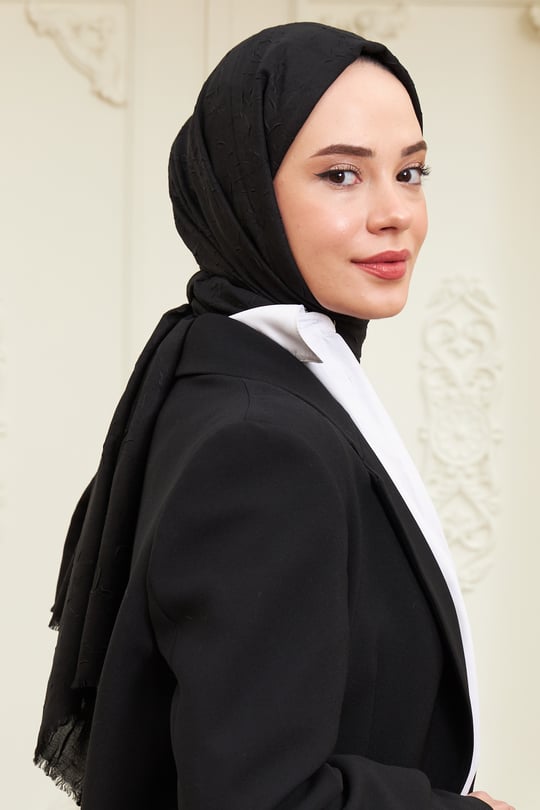İpekhan Bambu Kraş Şal Siyah
