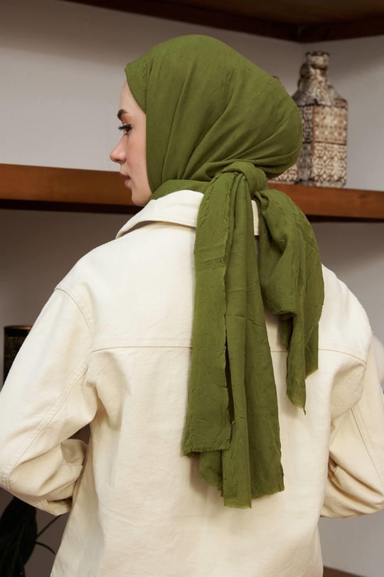 İpekhan Bambu Kraş Şal Asker Yeşili