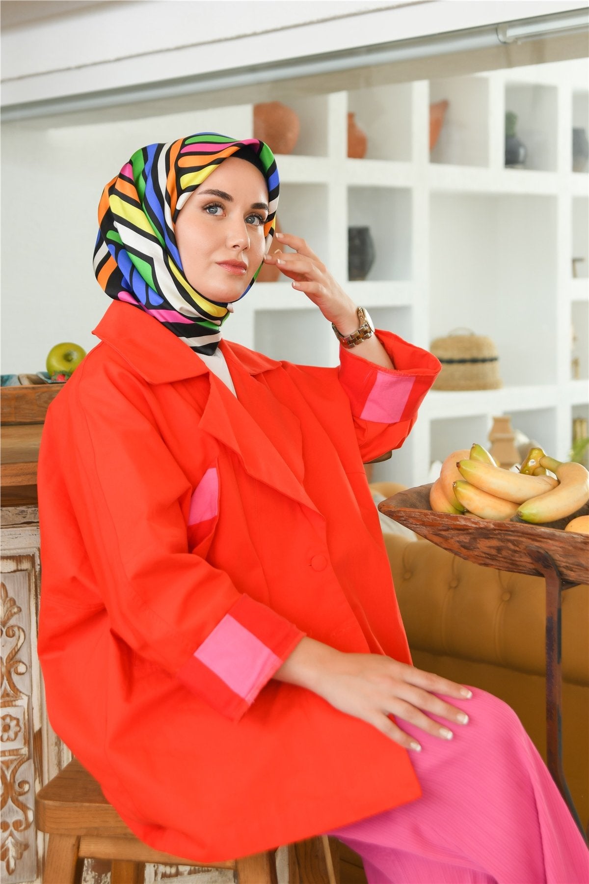 Silk Home Soft Pamuk Eşarp Siyah Pembe