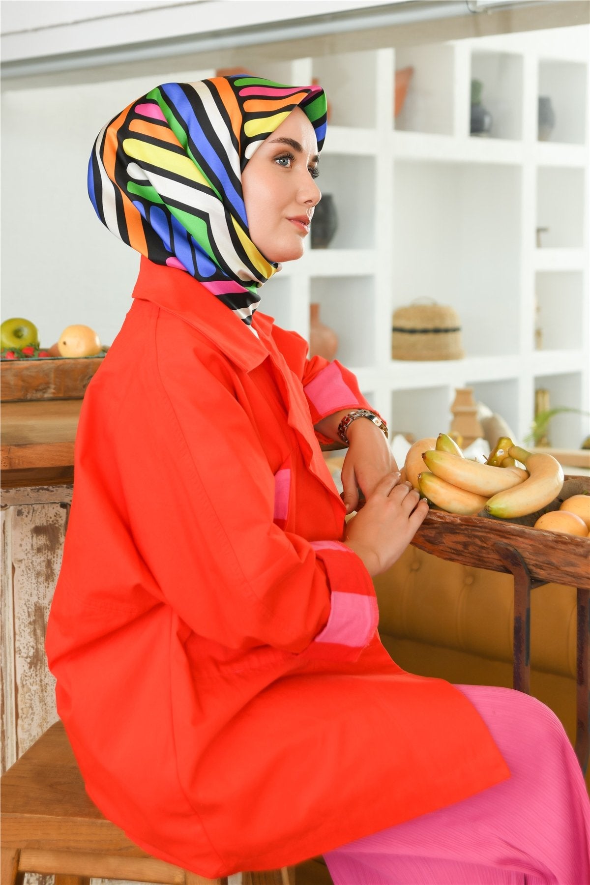 Silk Home Soft Pamuk Eşarp Siyah Pembe