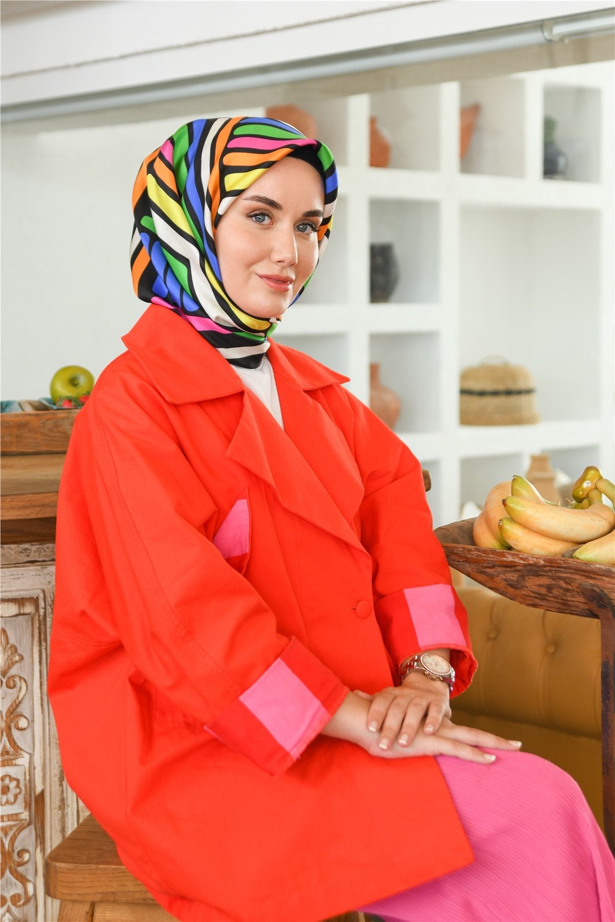 Silk Home Soft Pamuk Eşarp Siyah Pembe